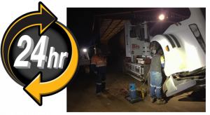 24 hour icon with vehicle recovery in progress